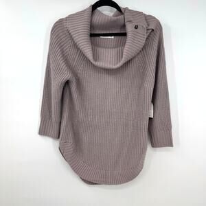 NEW 89th and Madison Off Shoulder Cowl Neck Sweater S Quail Chunky Knit Preppy
